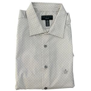 Alfani Mens Slim-Fit Solid Dress Shirt Tan White 17-17.5 36/37